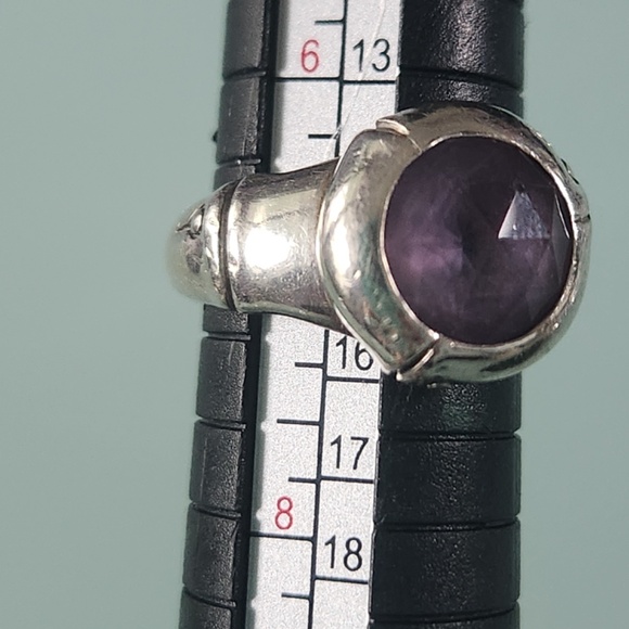 John Hardy Sterling Silver & Amethyst Bamboo Ring, size 7, preloved - Picture 13 of 14